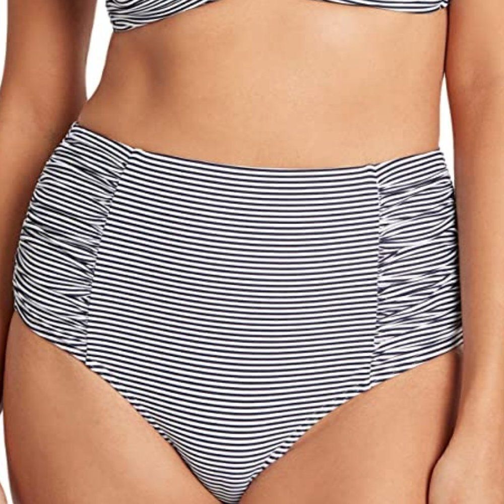 Sea Level Black White High Waist Bikini Bottoms 16